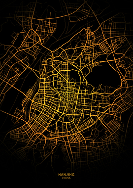 Nanjing City Map Gold