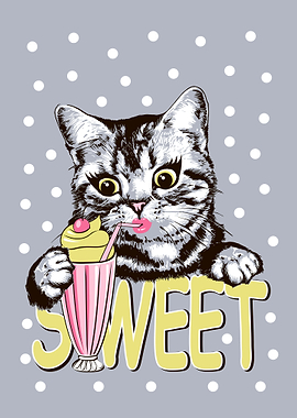 Kitten drink milk cocktail