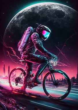 Astronaut Cycling Space
