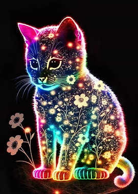 Floral Cat Glowing