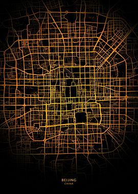 Beijing City Map Gold