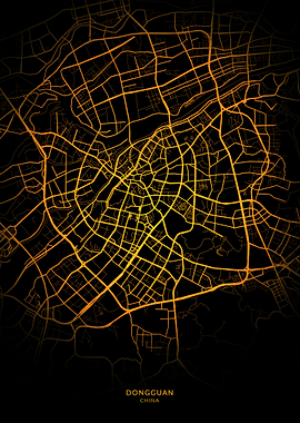 Dongguan City Map Gold