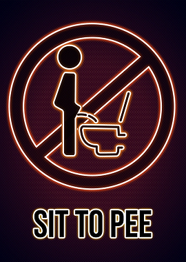 Funny Bathroom Neon Poster