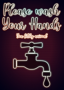 Funny Bathroom Neon Poster