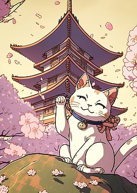Cat Cherry Blossoms