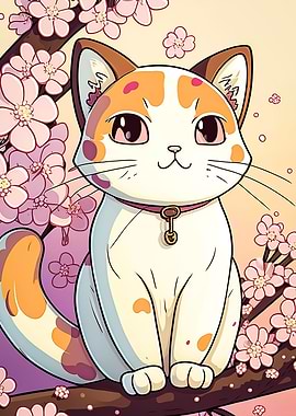 Cat Cherry Blossoms