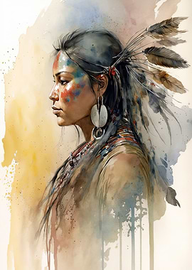 Oil painting indian woman