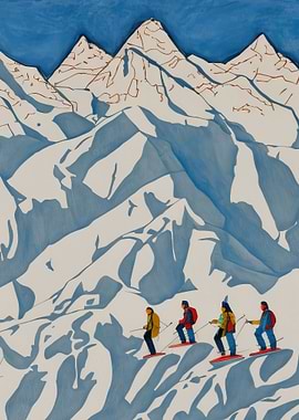 Skiiers Mountain Piste Art