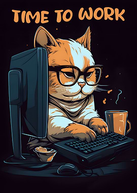 Time To Work Cat