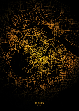 Suzhou City Map Gold