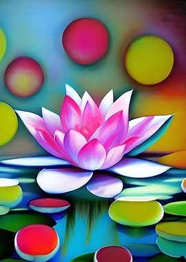 Pink water lily in a pond