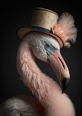 Flamingo wearing a histori