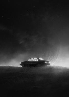 A Car In Front Of A Moon