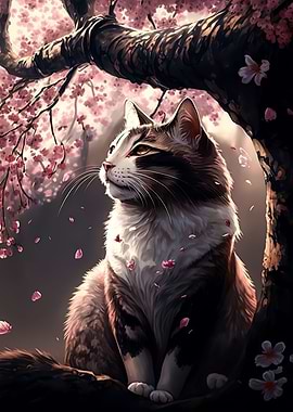 cherry blossom cat