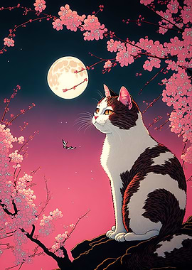 Cat Cherry Blossoms