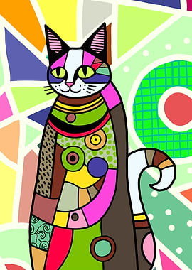 Folk Art Patch Cat
