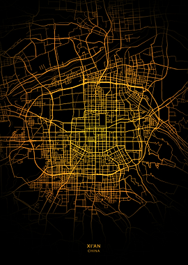 Xian City Map Gold