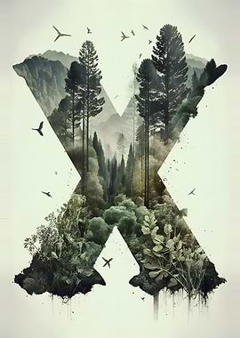 Letter X Double Exposure