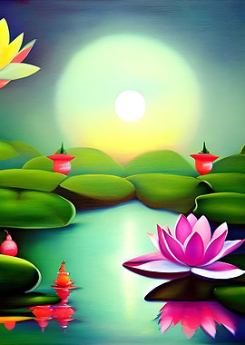 Lotus flower in a pond