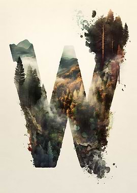 Letter W Double Exposure