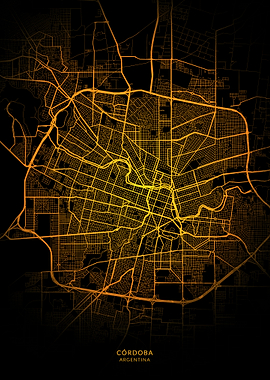 Cordoba City Map Gold