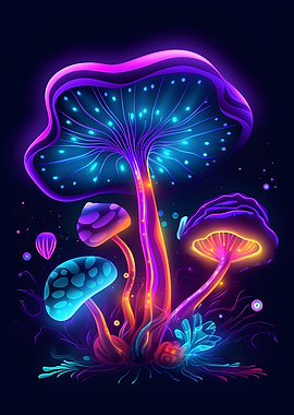 Neon mushrooms