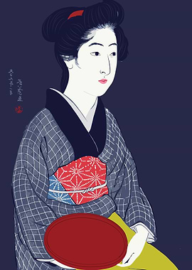 Waitress Holding a Tray