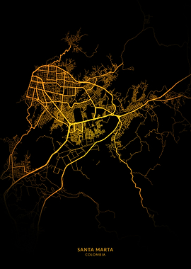 Santa Marta City Map Gold