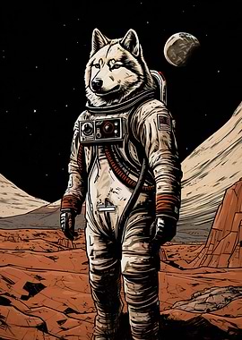 Husky Astronaut On Mars