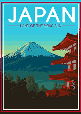 japan travel art mount