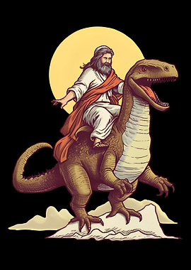 Jesus Riding A Dino Rex