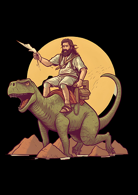 Jesus Riding A Dino Rex