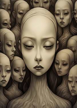 Surrealist Womans Face