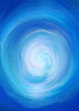 White Blue Spiral Poster