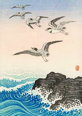Five seagulls Ohara Koson