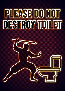 Funny Bathroom Neon Poster