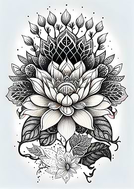 Black and White Floral Art