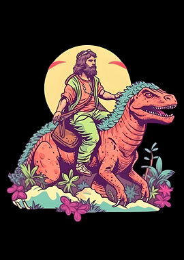 Jesus Riding A Dino Rex