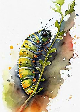 Caterpillar watercolor art