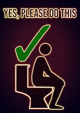 Funny Bathroom Neon Poster