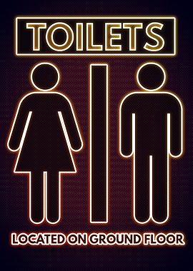 Funny Bathroom Neon Poster