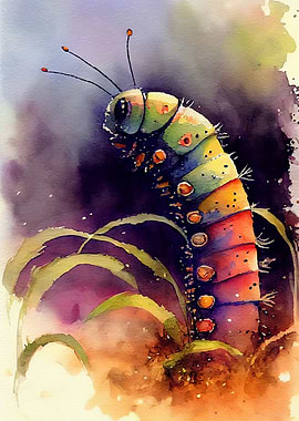 Caterpillar watercolor art