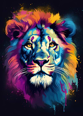 Colorful Lion Portrait 7
