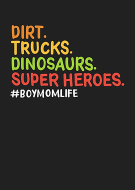 Dirt trucks dinosaurs boy