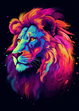 Colorful Lion Portrait 14