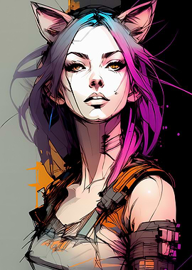 Cyber Anime Cat Girl