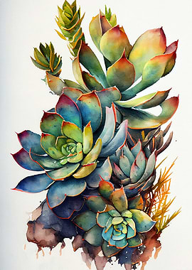 Succulents watercolor art