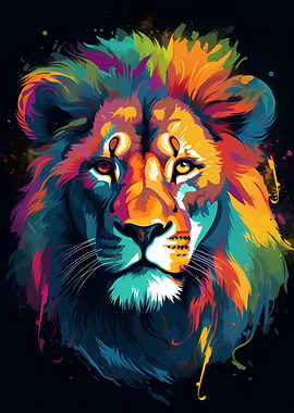 Colorful Lion Portrait 12
