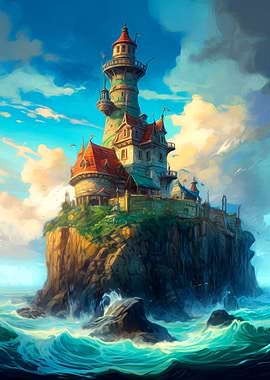 Castle on ocean