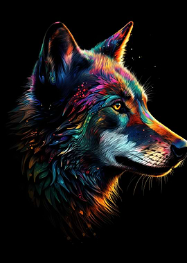 Colorful Wolf Portrait